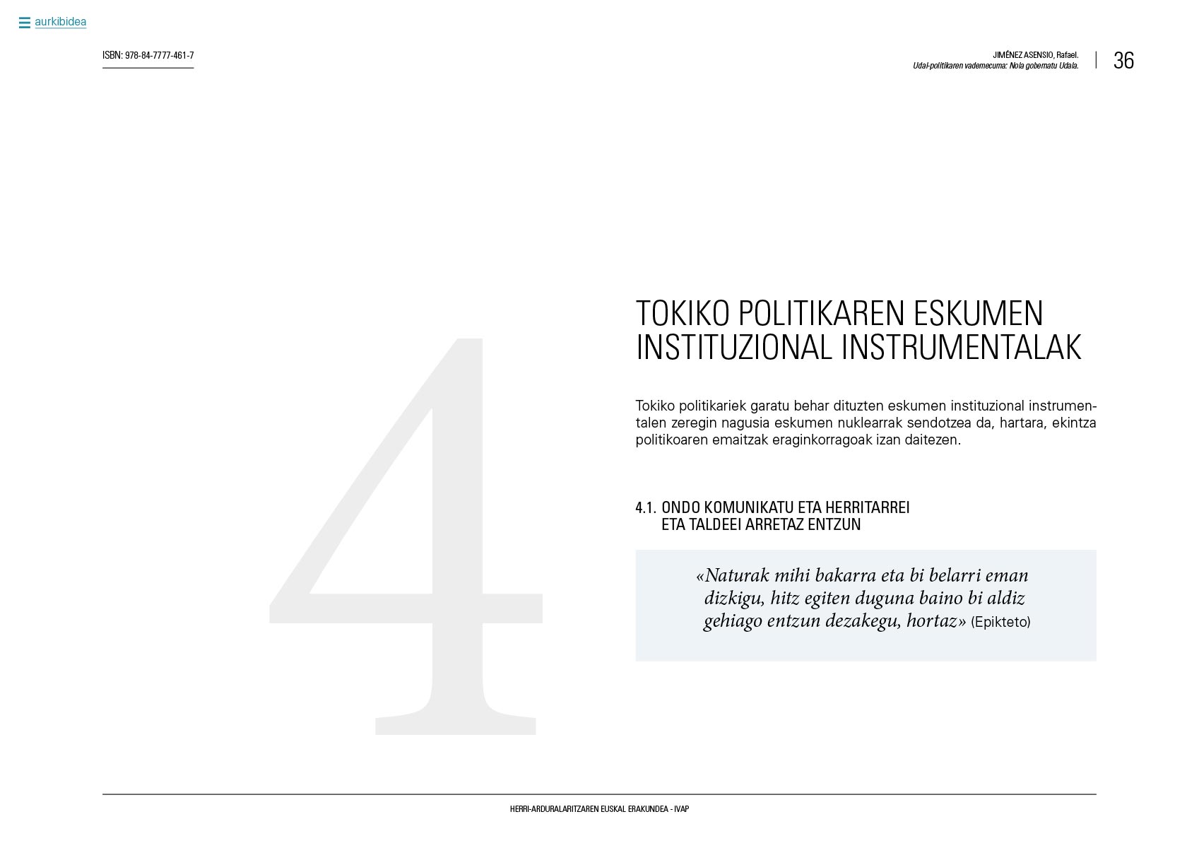 IVAPen argitalpenaren diseinua eta maketazioa. Nola gobernatu udala. Eusko Jaurlaritza.