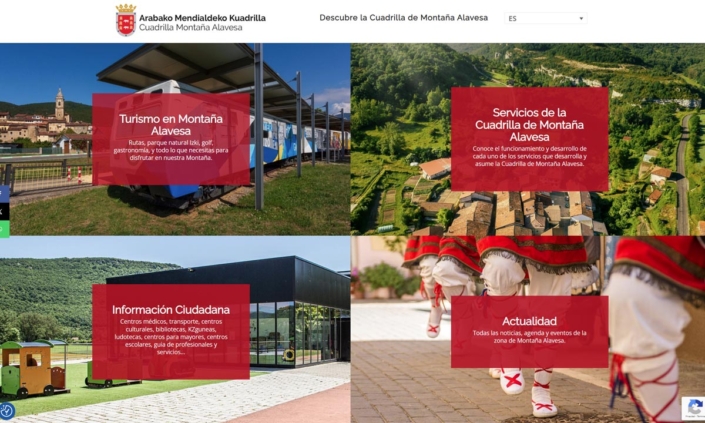 Diseño web de la Cuadrilla Montaña Alavesa. Arabako Mendialdeko Kuadrila