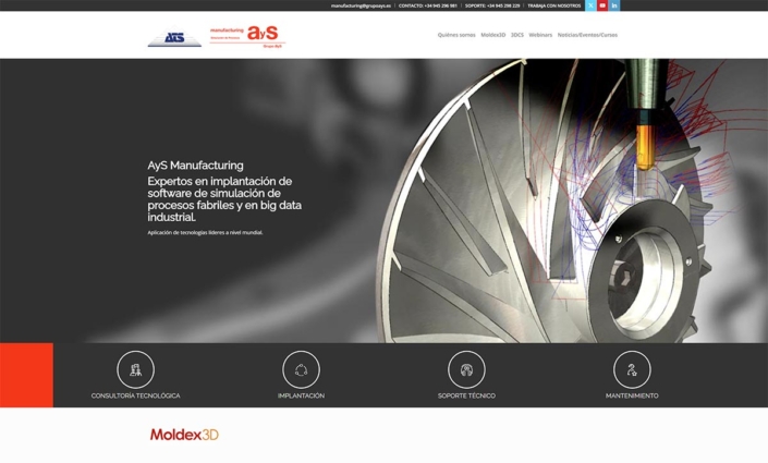 Diseño web para la empresa Análisis y Simulación. Web AyS Manufacturing