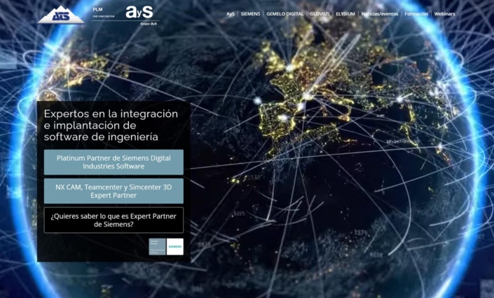 Diseño web para la empresa Análisis y Simulación. Web AyS PLM