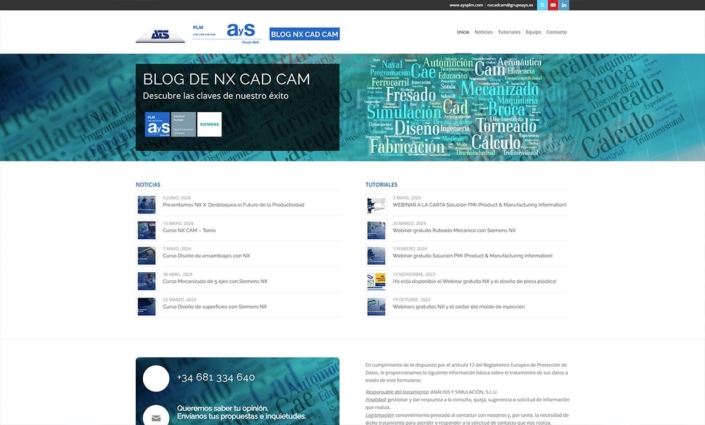 Diseño web para la empresa Análisis y Simulación. Blog NX CAD CAM