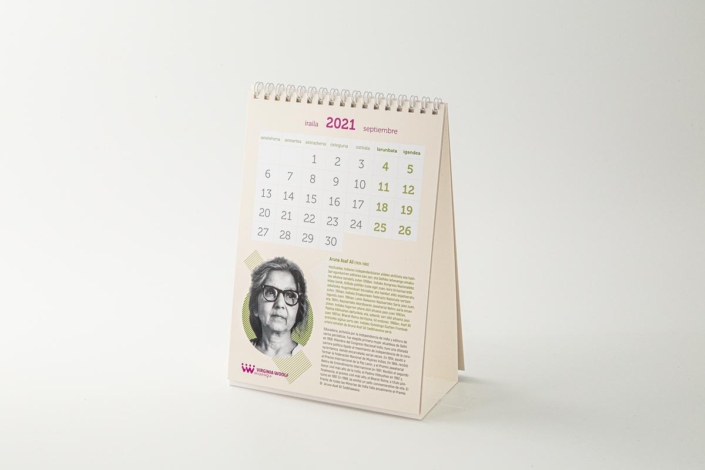 Diseño del calendario. Virginia Woolf Basqueskola