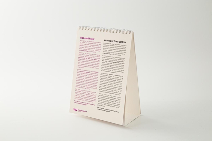 Diseño del calendario. Virginia Woolf Basqueskola