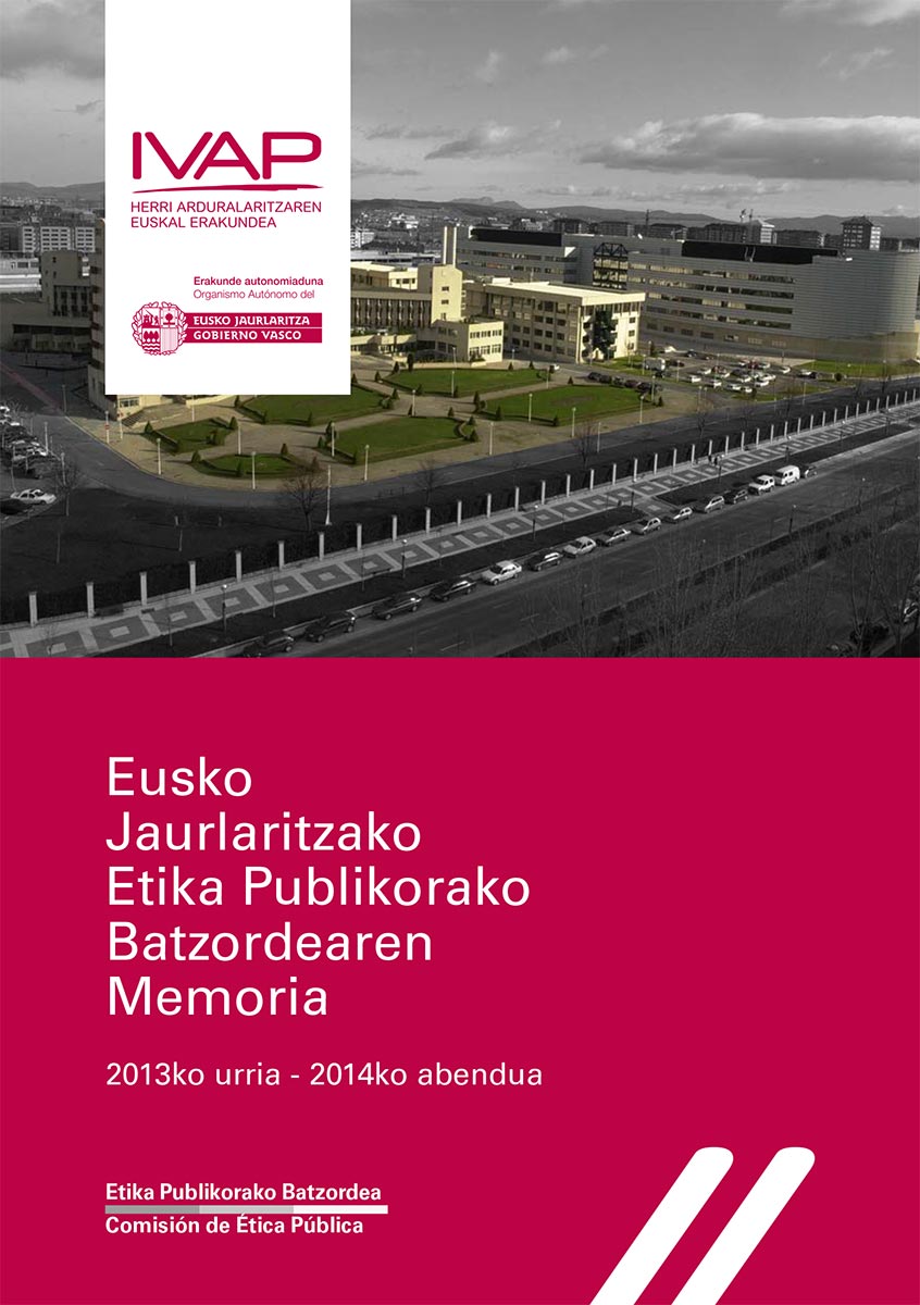 IVAPen argitalpenaren diseinua eta maketazioa. Eusko Jaurlaritzako Etika Publikorako Batzordearen Memoria. Eusko Jaurlaritza.