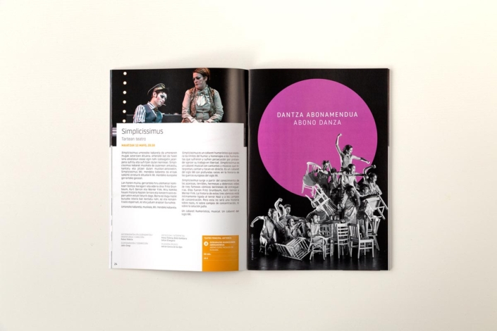 Diseño y maquetación de la publicación del Teatro Principal Antzokia. Temporada Invierno-primavera 2020. Ayuntamiento de Vitoria-Gasteiz
