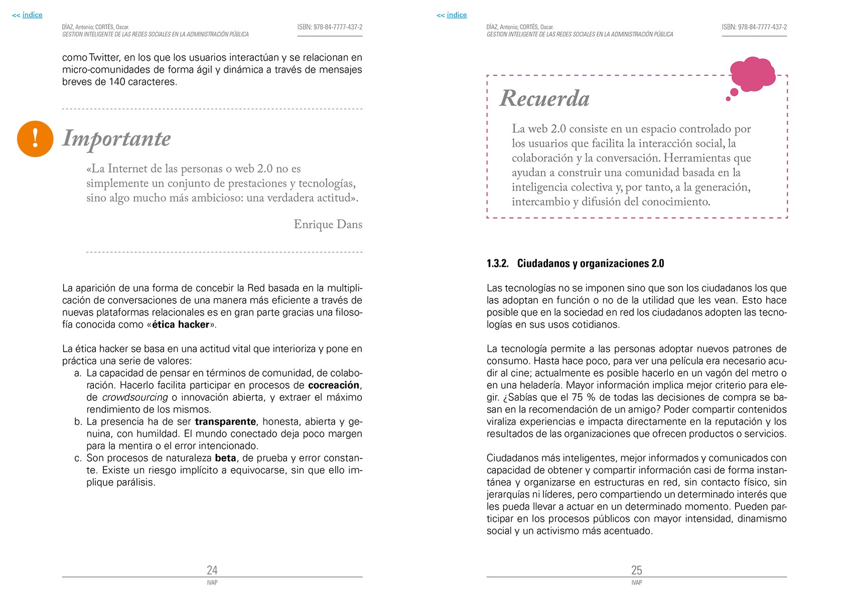 Diseño y maquetación de la publicación del IVAP. Gestión inteligente de las redes sociales en la Administración pública. Gobierno Vasco.