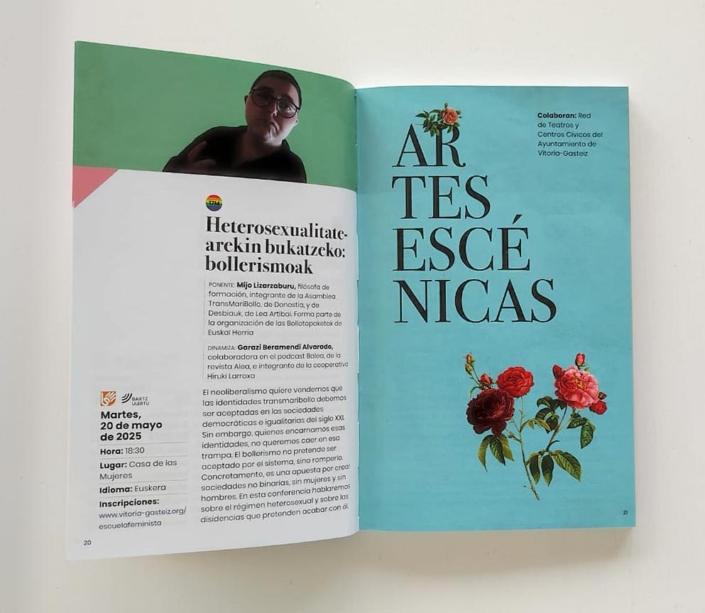 Diseño y maquetación del folleto de la escuela para el empoderamiento feminista del Ayuntamiento de Vitoria-Gasteiz 2024-2025