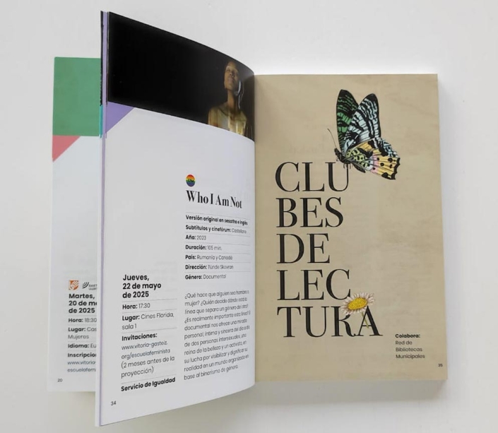 Diseño y maquetación del folleto de la escuela para el empoderamiento feminista del Ayuntamiento de Vitoria-Gasteiz 2024-2025